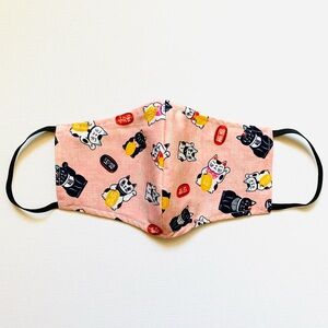 NEW Handmade Pink Lucky Cat Print Face Mask